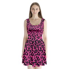Leopard Print Jaguar Dots Pink Neon Split Back Mini Dress  by ConteMonfrey