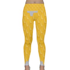 Hexagons Yellow Honeycomb Hive Bee Hive Pattern Lightweight Velour Classic Yoga Leggings by artworkshop