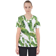 Sheets Tropical Plant Palm Summer Exotic Women s V-neck Scrub Top by artworkshop