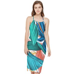 Leaves Tropical Exotic Bodycon Cross Back Summer Dress by artworkshop