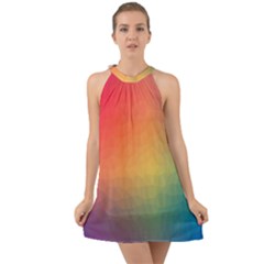 Colorful Rainbow Halter Tie Back Chiffon Dress by artworkshop