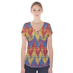 Aztec Short Sleeve Front Detail Top by nate14shop