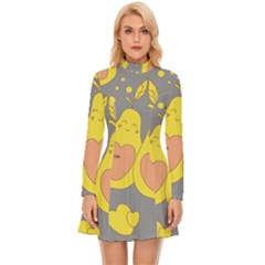 Avocado-yellow Long Sleeve Velour Longline Dress by nate14shop