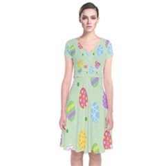 Eggs Short Sleeve Front Wrap Dress by nate14shop