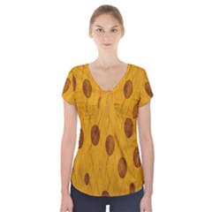 Mustard Short Sleeve Front Detail Top by nate14shop