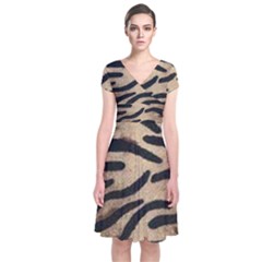 Tiger 001 Short Sleeve Front Wrap Dress by nate14shop
