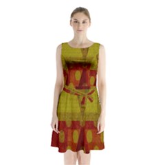 Rhomboid 003 Sleeveless Waist Tie Chiffon Dress by nate14shop