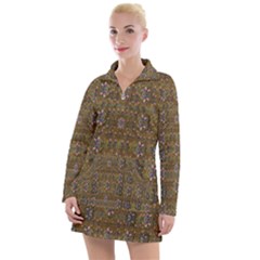 Sunflowers Seed In Harmony With Tropical Flowers Women s Long Sleeve Casual Dress by pepitasart