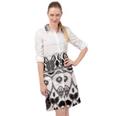 Im Fourth Dimension Black White 12 Long Sleeve Mini Shirt Dress by imanmulyana