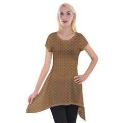 Template-wood Design Short Sleeve Side Drop Tunic by nateshop