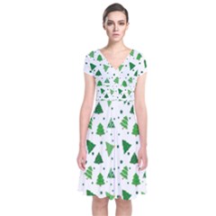Christmas-trees Short Sleeve Front Wrap Dress by nateshop