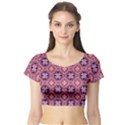 Abstract-background-motif Short Sleeve Crop Top View1
