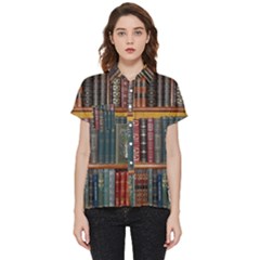 Books Library Bookshelf Bookshop Short Sleeve Pocket Shirt by Zezheshop