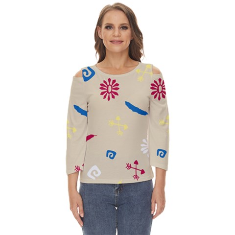 Pattern-star Moca Cut Out Wide Sleeve Top by nateshop