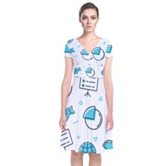 Pattern Business Graphics Seamless Short Sleeve Front Wrap Dress by Wegoenart