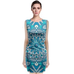 Mandala Blue Classic Sleeveless Midi Dress by zappwaits