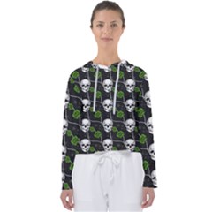 Green Roses And Skull - Romantic Halloween   Women s Slouchy Sweat by ConteMonfrey