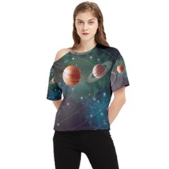 Planet Galaxy Fantasy One Shoulder Cut Out Tee by danenraven