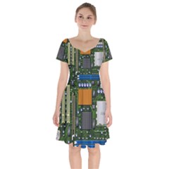 Illustration Motherboard Pc Computer Short Sleeve Bardot Dress by danenraven