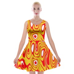 Red-yellow Velvet Skater Dress by nateshop