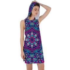 Purple, Blue And Pink Eyes Racer Back Hoodie Dress by ConteMonfrey