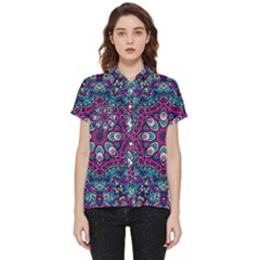 Purple, Blue And Pink Eyes Short Sleeve Pocket Shirt by ConteMonfrey