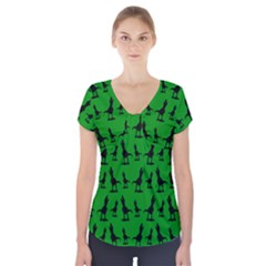 Green Dinos Short Sleeve Front Detail Top by ConteMonfrey