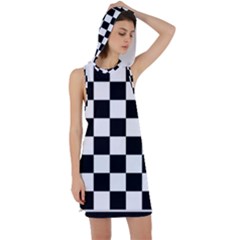 Chess Board Background Design Racer Back Hoodie Dress by Wegoenart
