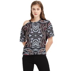 Autumn Patterns One Shoulder Cut Out Tee by kaleidomarblingart