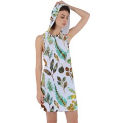 Leaves And Feathers - Nature Glimpse Racer Back Hoodie Dress by ConteMonfrey