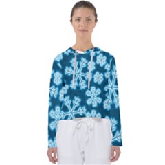 Snowflakes And Star Patterns Blue Frost Women s Slouchy Sweat by artworkshop