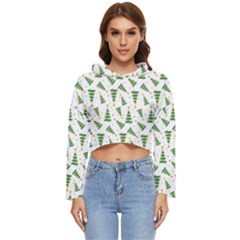 Christmas Tree Pattern Christmas Trees Women s Lightweight Cropped Hoodie by Ravend