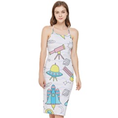 Cute-seamless-pattern-with-space Bodycon Cross Back Summer Dress by Pakemis