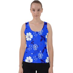 Blooming-seamless-pattern-blue-colors Velvet Tank Top by Pakemis