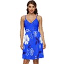 Blooming-seamless-pattern-blue-colors V-Neck Pocket Summer Dress  View1