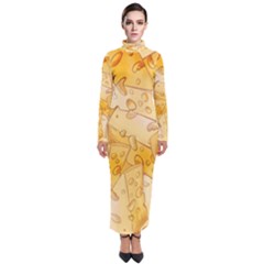 Cheese-slices-seamless-pattern-cartoon-style Turtleneck Maxi Dress by Pakemis