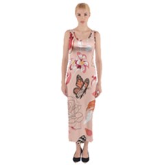 Beautiful-seamless-spring-pattern-with-roses-peony-orchid-succulents Fitted Maxi Dress by Pakemis