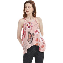 Beautiful-seamless-spring-pattern-with-roses-peony-orchid-succulents Flowy Camisole Tank Top by Pakemis