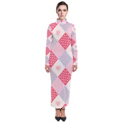 Cute-kawaii-patches-seamless-pattern Turtleneck Maxi Dress by Pakemis