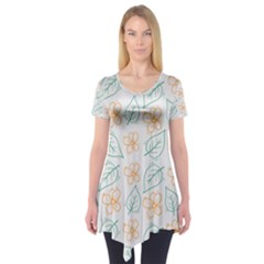 Hand-drawn-cute-flowers-with-leaves-pattern Short Sleeve Tunic  by Pakemis