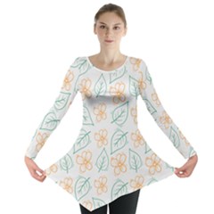 Hand-drawn-cute-flowers-with-leaves-pattern Long Sleeve Tunic  by Pakemis