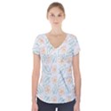 Hand-drawn-cute-flowers-with-leaves-pattern Short Sleeve Front Detail Top View1