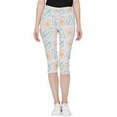 Hand-drawn-cute-flowers-with-leaves-pattern Inside Out Lightweight Velour Capri Leggings  by Pakemis