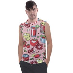 Tomato-seamless-pattern-juicy-tomatoes-food-sauce-ketchup-soup-paste-with-fresh-red-vegetables-backd Men s Regular Tank Top by Pakemis