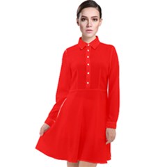 Color Red Long Sleeve Chiffon Shirt Dress by Kultjers