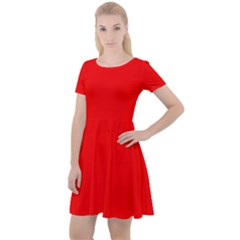Color Red Cap Sleeve Velour Dress  by Kultjers