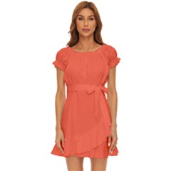 Color Tomato Puff Sleeve Frill Dress by Kultjers