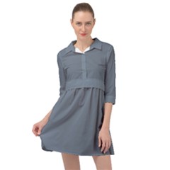 Color Slate Grey Mini Skater Shirt Dress by Kultjers