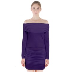 Color Russian Violet Long Sleeve Off Shoulder Dress by Kultjers