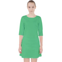 Color Medium Sea Green Quarter Sleeve Pocket Dress by Kultjers